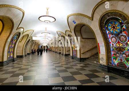 Tverskaya La stazione della metropolitana di Mosca, Russia Foto Stock