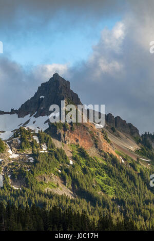 Luce drammatica sul robusto Tatoosh intervallo vicino al Monte Rainier, parte della gamma a cascata, Pacific Northwest regione, Oregon, Stati Uniti d'America Foto Stock