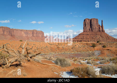 West Mitten Butte, il parco tribale Navajo Monument Valley, Utah, Stati Uniti d'America Foto Stock