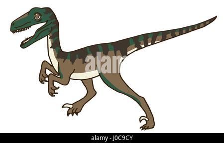 Carino Velociraptor o Raptor dinosauro Stalking preda, o magari correre, camminare o in piedi. Illustrazione Vettoriale