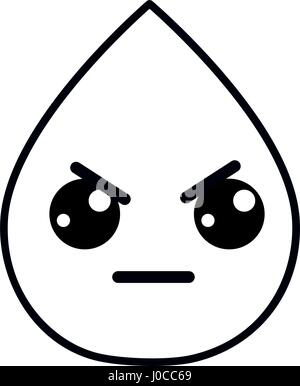 Silhouette kawaii nice arrabbiato goccia acqua Illustrazione Vettoriale