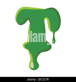 Lettera T fatta di melma verde Illustrazione Vettoriale