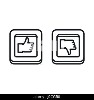 Pollice in su e in giù i pulsanti quadrati icona Illustrazione Vettoriale