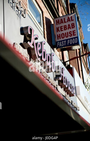 Cucina Mondiale Take Away, Oxford Road, Manchester quartiere studentesco, Greater Manchester Foto Stock