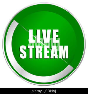 Live Stream d'argento metallizzato confine verde icona web per le applicazioni mobili e internet. Foto Stock