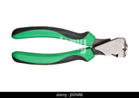 Filo verde tagliente isolato su sfondo bianco. Tracciato di ritaglio Foto Stock