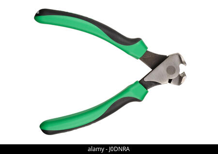 Filo verde tagliente isolato su sfondo bianco. Tracciato di ritaglio Foto Stock