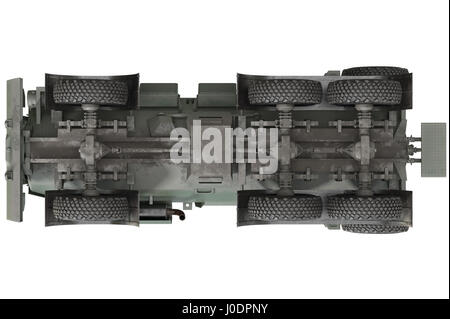 Carrello militare veicolo blindato, vista dal basso Foto Stock