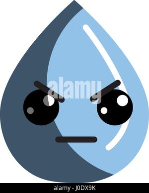 Kawaii nice arrabbiato goccia acqua Illustrazione Vettoriale