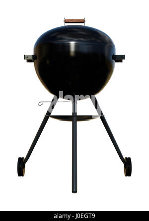 3D rendering di un bollitore barbecue grill con un coperchio isolato su sfondo bianco Foto Stock
