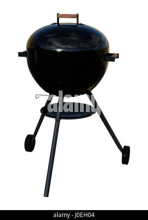 3D rendering di un bollitore barbecue grill con un coperchio isolato su sfondo bianco Foto Stock