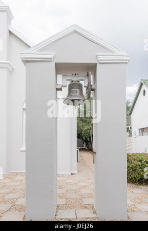 La campana della chiesa riformata in Graaff Reinet nella provincia del Capo orientale Foto Stock