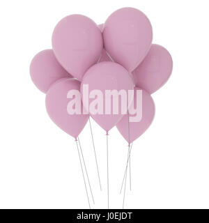 Palloncini rosa su bianco isolato in 3D illustrazione Foto Stock