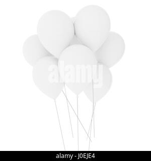 Palloncini bianco su bianco isolato in 3D illustrazione Foto Stock