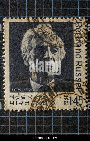 Bertrand Russell, francobolli, India, Asia Foto Stock