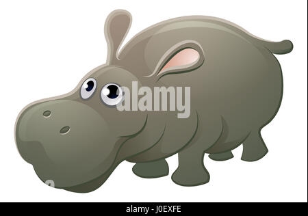 Un simpatico ippopotamo ippopotamo cartoon animale mascotte di caratteri Foto Stock