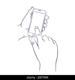 Mobile smart phone touch screen con un dito Illustrazione Vettoriale