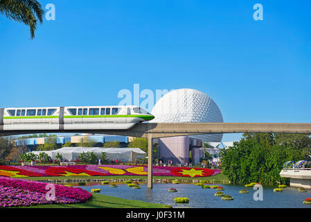 Epcot, globo terrestre, mondo Disney Monorail, Orlando in Florida Foto Stock