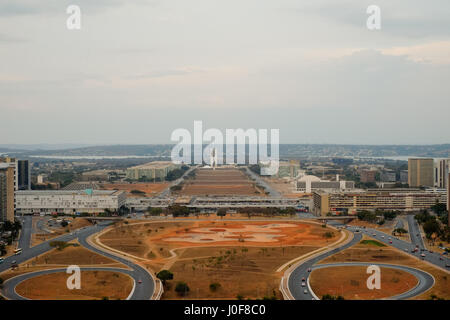 Il brasiliano Congresso Nazionale e il ministro case in Brasilia, Brasile, Vista Aerea Foto Stock