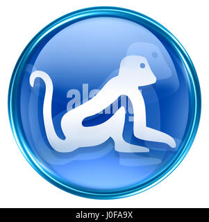 Monkey Zodiac icona blu, isolati su sfondo bianco. Foto Stock