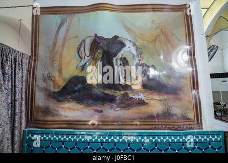 Pictuer di Zuljanah, cavallo di Imam Husayn ibn Ali in moschea sulla Città Vecchia a Kashan città, capitale della contea di Kashan dell'Iran Foto Stock