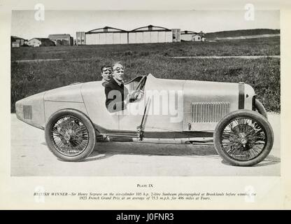 Sir Henry Segrave a 6 cilindri 105 cv 2 litro Sunbeam a Brooklands, ha vinto il 1923 grande Prix francese Foto Stock