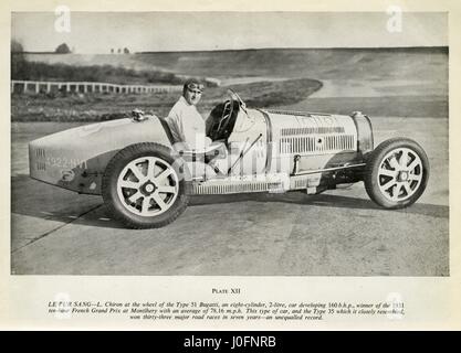 Louis Alexandre Chiron al volante del tipo 51 Bugatti, un 8 cilindri, 2 litro vincitore del 1931 GP di Francia Foto Stock