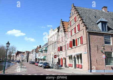 Xvii secolo i magazzini della Dutch East India Company (Vereenigde Oostindische Compagnie) in Hoorn, Paesi Bassi a onder de Boompjes canal. Foto Stock