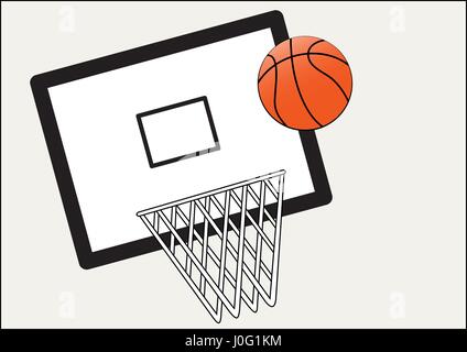 Il basket e la net e la scheda su sfondo bianco Illustrazione Vettoriale