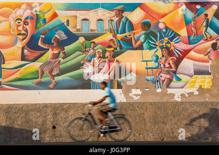 Il Murale che celebra la cultura di Capo Verde, Mindelo, Sao Vicente - Capo Verde Foto Stock