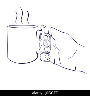 La tazza con il tè caldo in mano Illustrazione Vettoriale