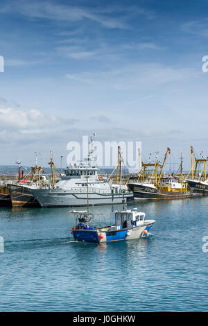 Newlyn; porto di pesca; WH264 Prospector; porto; porto; barca da pesca; nave da pesca; barche da pesca; navi da pesca; lasciando Harbour Foto Stock
