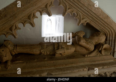 Sir John Blaket tomba, Santa Maria Vergine Chiesa, Icomb, Gloucestershire, England, Regno Unito Foto Stock