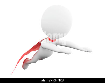 3D renderer immagine. Super Hero con red cape. Isolato sullo sfondo bianco. Foto Stock