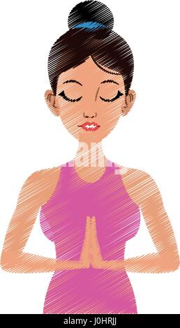 Bella donna fare yoga yogi icon image Illustrazione Vettoriale