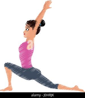 Bella donna fare yoga yogi icon image Illustrazione Vettoriale