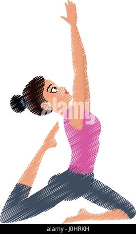 Bella donna fare yoga yogi icon image Illustrazione Vettoriale