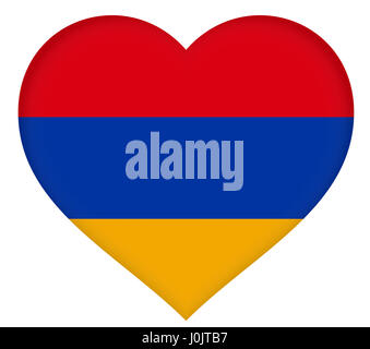Illustrazione della bandiera nazionale dell'Armenia conformata come un cuore Foto Stock