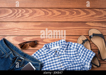 Casual abbigliamento femminile. Vista superiore Foto Stock