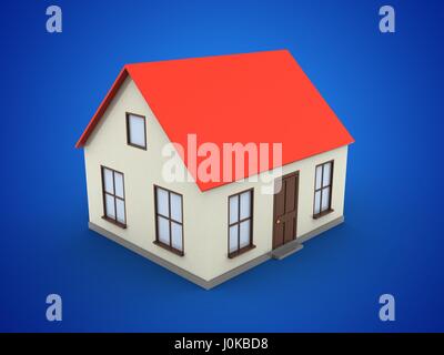 3d illustrazione della casa generico su sfondo blu con Foto Stock