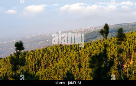 La splendida vista dal Mirador de Chipeque sulle montagne di Tenerife, Spagna, Foto Stock