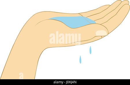 Acqua sulla mano di Palm. Canto risparmiare acqua. Risparmiare acqua giornata mondiale concetto.illustrazione vettoriale Illustrazione Vettoriale