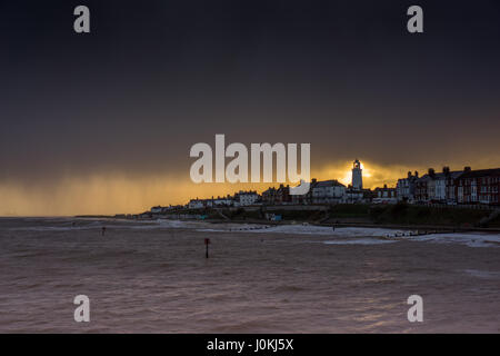 Brutto tempo durante l'inverno a Southwold nel Suffolk, Inghilterra Foto Stock