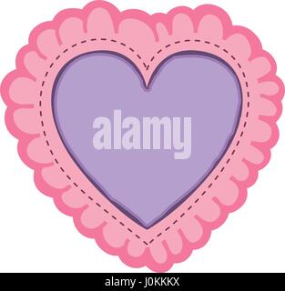 Colore rosa cornice decorativa in forma di cuore con linea a circa Illustrazione Vettoriale