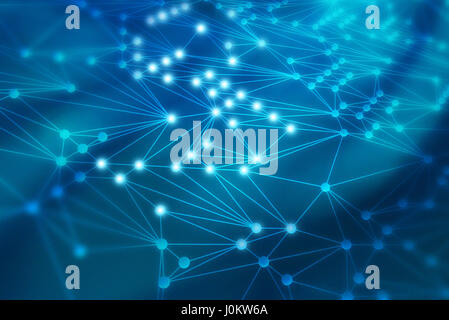 Le tubazioni collegate lo sfondo su sfondo blu, le reti sociali e il concetto di rete illustrazione Foto Stock