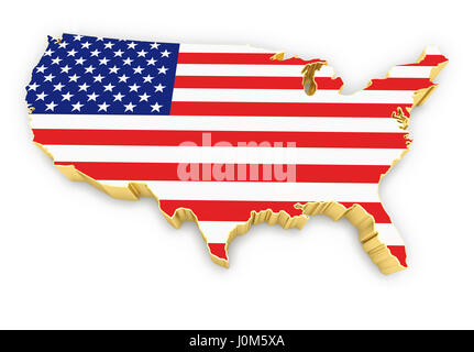 Stati Uniti d'America ad alta risoluzione resa golden mappa Foto Stock