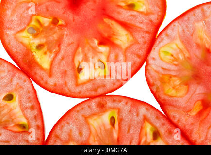 Le fette di pomodoro dettaglio dall'alto. Close up, full frame shoot. Foto Stock