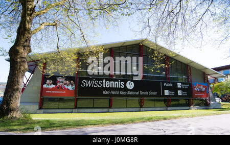 BIEL, Svizzera - 13 aprile : atmosfera del 2017 Ladies Open Biel WTA torneo internazionale di tennis Foto Stock