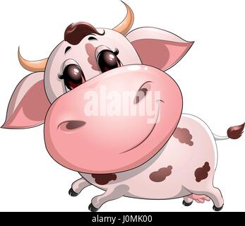 Carino baby cow cartoon Illustrazione Vettoriale