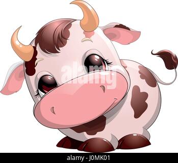 Carino baby cow cartoon Illustrazione Vettoriale